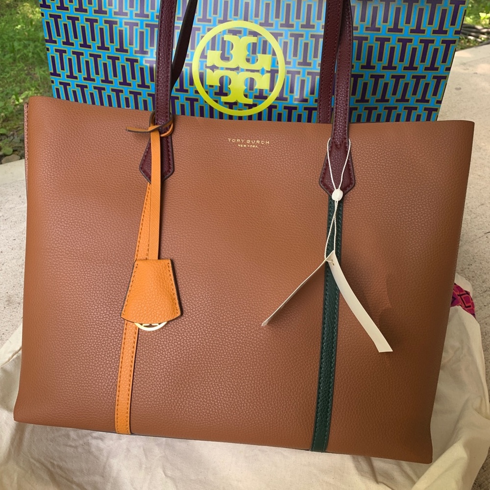 ⛔️SOLD⛔️Auth.TORY BURCH LEATHER TRI COLOR TOTE - Picture 2 of 16